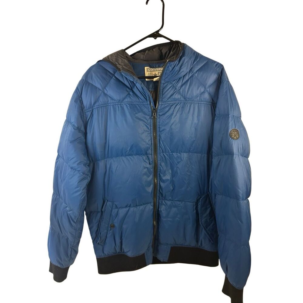 Converse AlL Star Puffer coat hooded jacket blue xl blue black zipper